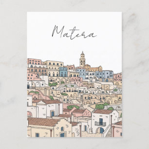 Matera Italy Travel Illustration Postcard Postkarte