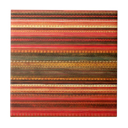 Material Textil Streifen Rot Orange und Grün Fliese (Vorderseite)