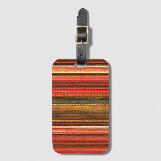 Material Textil Streifen Rot Orange und Grün Gepäckanhänger (Vorderseite Vertikal)