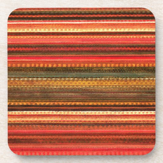 Material Textil Streifen Rot Orange und Grün Getränkeuntersetzer (Vorderseite)
