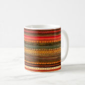 Material Textil Streifen Rot Orange und Grün Kaffeetasse (VorderseiteRechts)