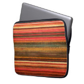 Material Textil Streifen Rot Orange und Grün Laptopschutzhülle (Vorderseite Links)