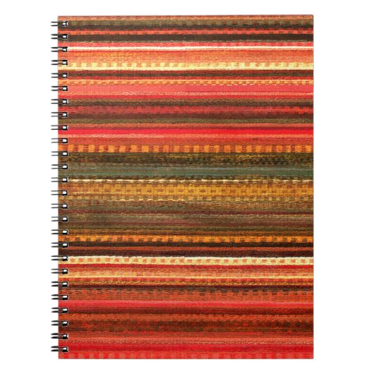 Material Textil Streifen Rot Orange und Grün Notizblock (Vorderseite)