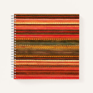 Material Textil Streifen Rot Orange und Grün Notizblock