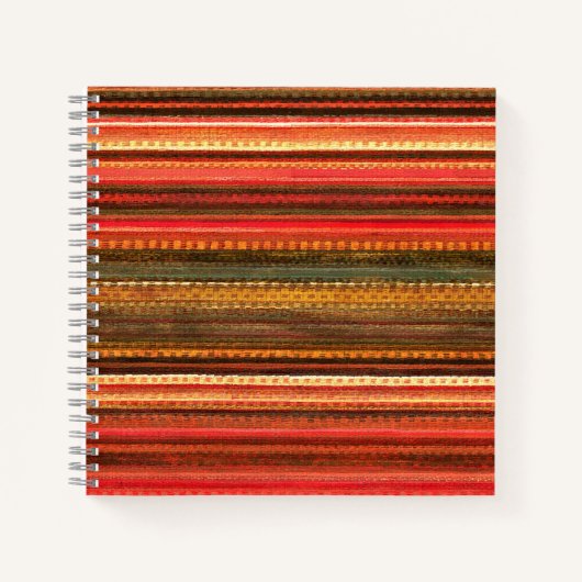 Material Textil Streifen Rot Orange und Grün Notizblock (Vorderseite)