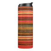 Material Textil Streifen Rot Orange und Grün Thermosbecher (Nach links gedreht)
