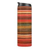 Material Textil Streifen Rot Orange und Grün Thermosbecher (Nach rechts gedreht)