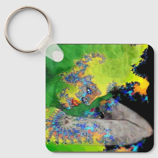 MATERIALIENVIBRATIONEN, grün-gelb, schwarz Schlüsselanhänger (Vorderseite)