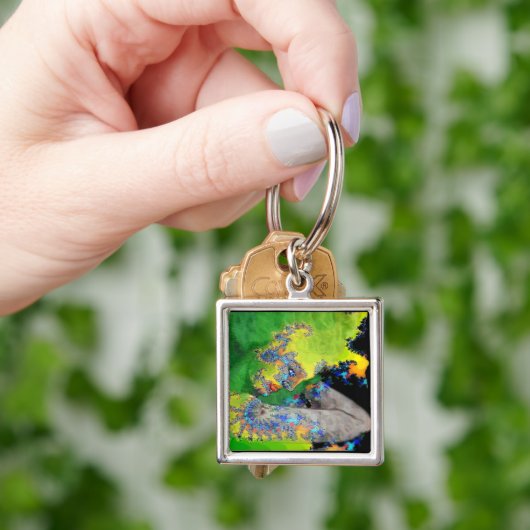 MATERIALIENVIBRATIONEN, grün-gelb, schwarz Schlüsselanhänger (Hand)