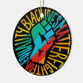 Materie aus schwarzem Leben x lgbt stolz Flaggengl Keramik Ornament (Links)