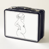 Maternal Elegance: Pregnant Women Line Art Metall Brotdose (Rückseite)