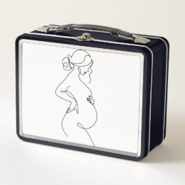 Maternal Elegance: Pregnant Women Line Art Metall Brotdose
