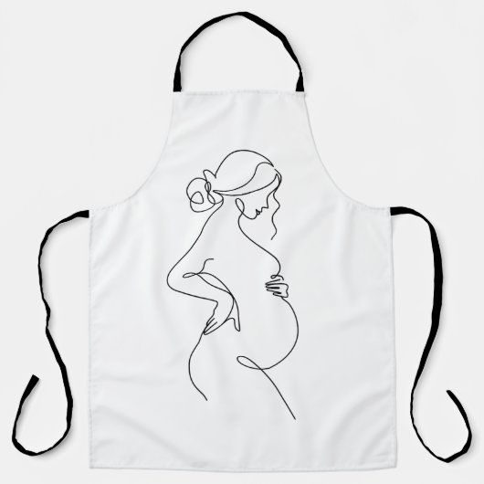 Maternal Elegance: Pregnant Women Line Art Schürze (Vorderseite)