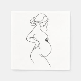 Maternal Elegance: Pregnant Women Line Art Serviette