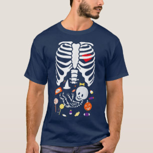 Maternity Baby Skeleton mit Candy Halloween T-Shirt