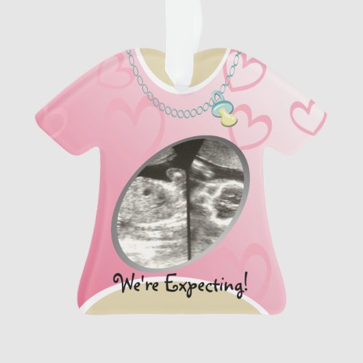 Maternity Shirt Pink Baby Ankündigung Ornament (Vorderseite)