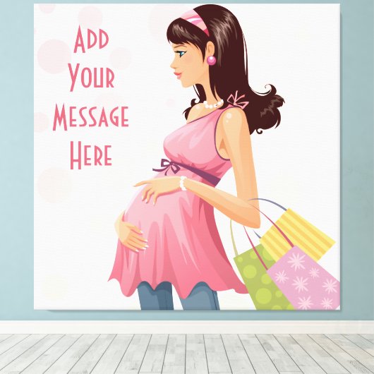 Maternity Shopping Girl Wrapped Canvas Leinwanddruck (Insitu (Holzboden))