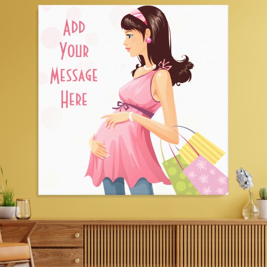 Maternity Shopping Girl Wrapped Canvas Leinwanddruck (Insitu (Wohnzimmer))