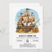 Matey Custom Boat Pirate Birthday Einladung (Vorne/Hinten)