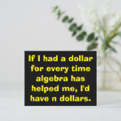 Math Algebra Postkarten (Stehend Vorderseite)