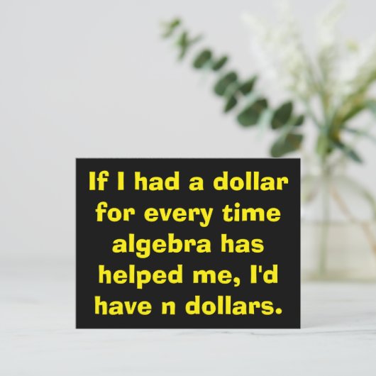 Math Algebra Postkarten (Stehend Vorderseite)
