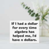 Math Algebra Postkarten (Stehend Vorderseite)