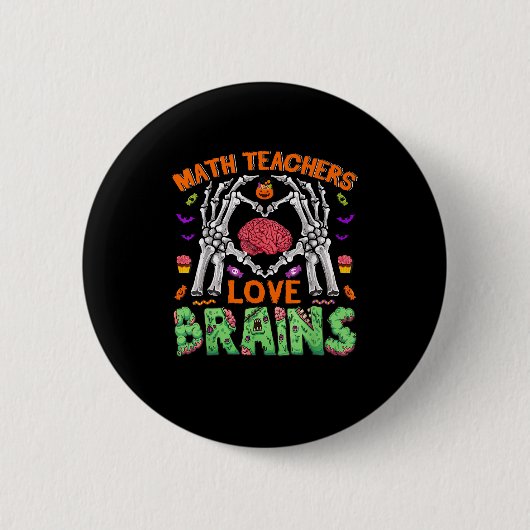 Math Brain Heart Skeleton Hand Zombie Halloween Button (Vorderseite)