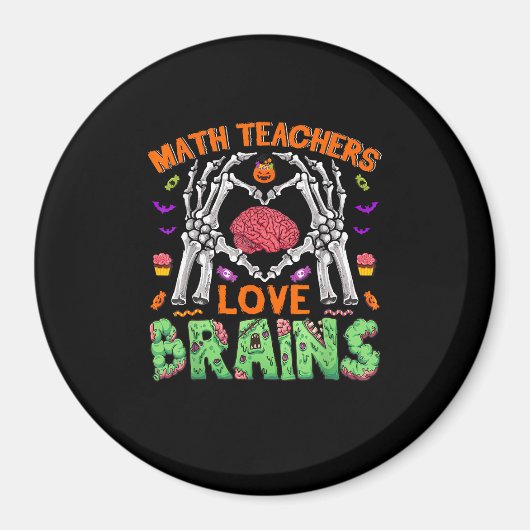 Math Brain Heart Skeleton Hand Zombie Halloween Magnet (Vorne)
