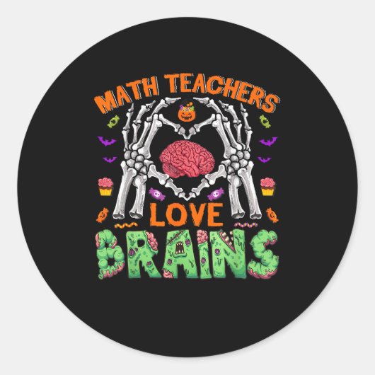 Math Brain Heart Skeleton Hand Zombie Halloween Runder Aufkleber (Vorderseite)