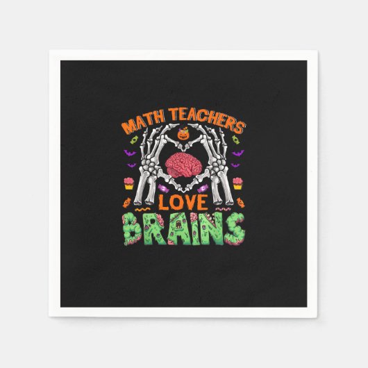 Math Brain Heart Skeleton Hand Zombie Halloween Serviette (Vorderseite)