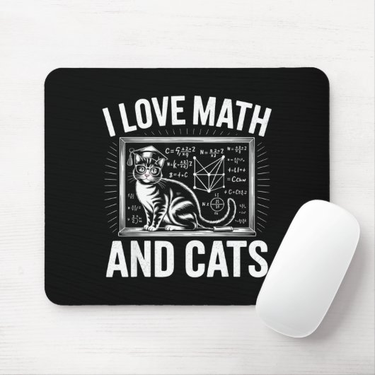 Math Cat Lover Funny Math Teacher I Love Math And  Mousepad (Mit Mouse)
