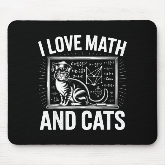 Math Cat Lover Funny Math Teacher I Love Math And  Mousepad (Vorne)
