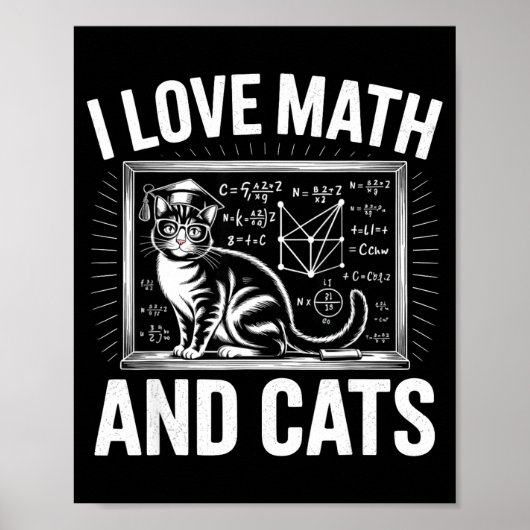 Math Cat Lover Funny Math Teacher I Love Math And  Poster (Vorne)