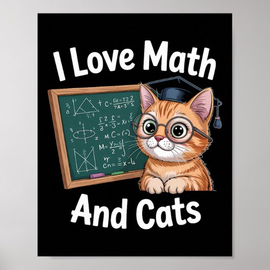 Math Cat Lover Funny Math Teacher I Love Math And Poster (Vorne)
