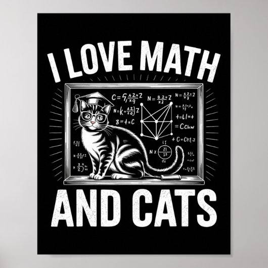 Math Cat Lover Funny Math Teacher I Love Math And Poster (Vorne)