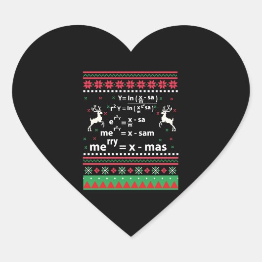 MATH CHRISTMAS Herz-Aufkleber (Vorderseite)