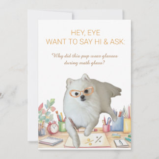 Math Class Joke Card with Punny Pup Feiertagskarte