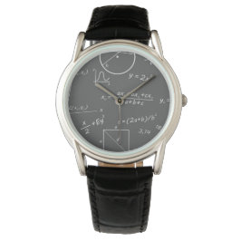 Math Classic Black Leather Watch Armbanduhr