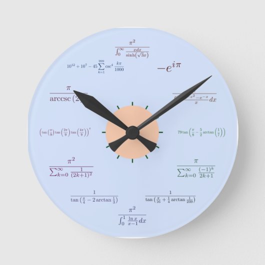 Math Clock (blau) Runde Wanduhr (Vorderseite)