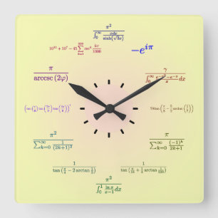 Math Clock (Gelbpfirsichverlauf) Quadratische Wanduhr