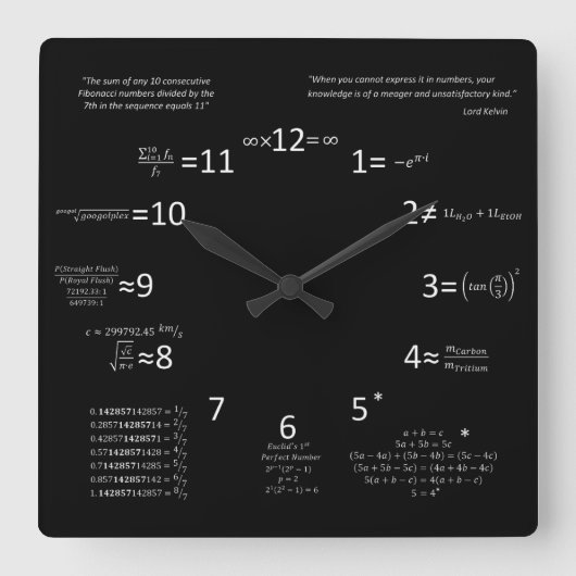 Math Clock Quadratische Wanduhr (Vorderseite)