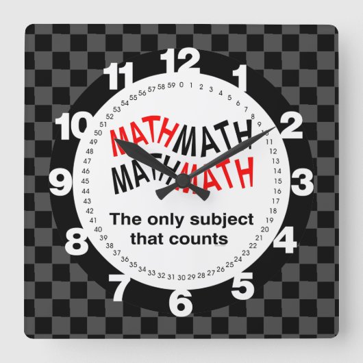 Math Counts Wavy Quadratische Wanduhr (Vorderseite)