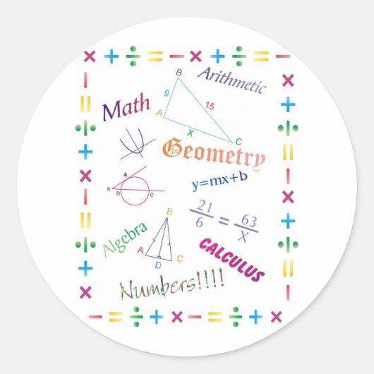 Math Design Runder Aufkleber (Vorderseite)