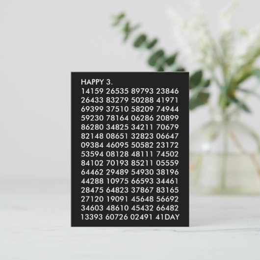 Math Digits 3.14 Funny Happy Pi Day Postkarte (Stehend Vorderseite)