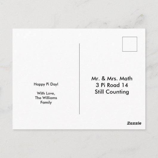 Math Digits 3.14 Funny Happy Pi Day Postkarte (Rückseite)
