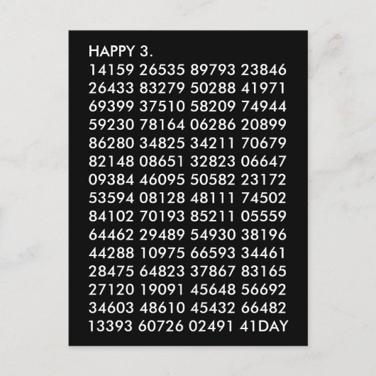 Math Digits 3.14 Funny Happy Pi Day Postkarte (Vorderseite)