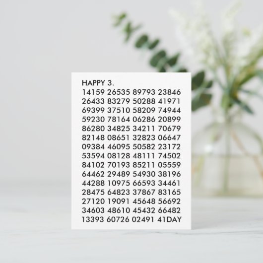 Math Digits 3.14 Funny Happy Pi Day Postkarte (Stehend Vorderseite)