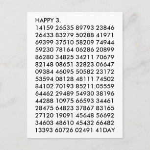 Math Digits 3.14 Funny Happy Pi Day Postkarte