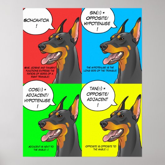 Math Dog Colorful Trigonometry Doberman Poster (Vorne)