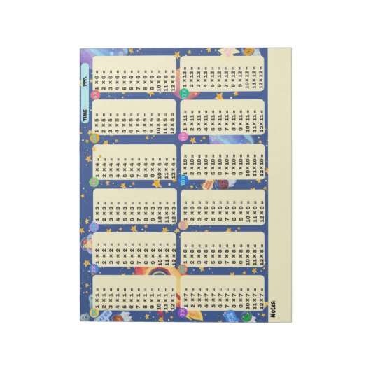 Math Drill Space Adventure (Multiplikation) Notizblock (Rotiert)